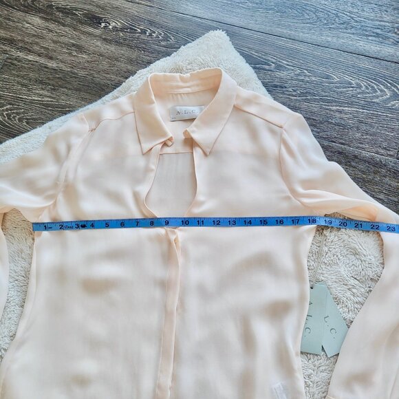 NWT A.L.C. 100% Silk Henry Blouse in Pale Pink Sz XS - Picture 7 of 8